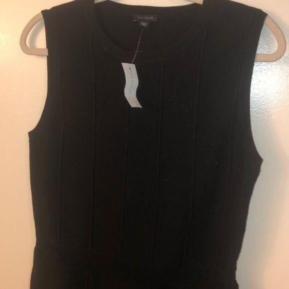 NWT Ann Taylor Black Sleeveless Textured Knit Dress XST - Picture 2 of 5